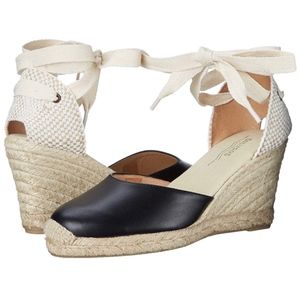 Soludos Tall Espadrille Wedge Leather Toe, Size 8